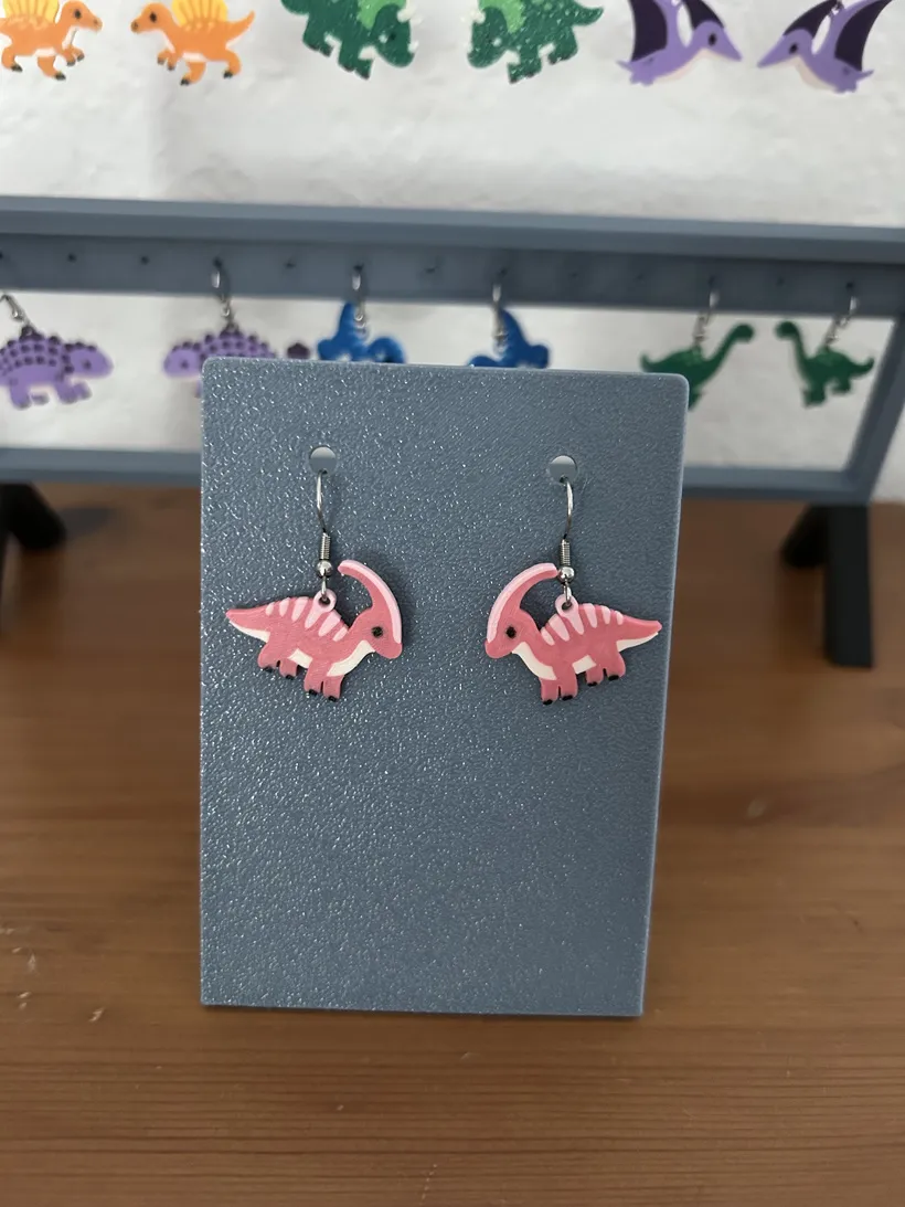 dinosaur earrings view 2