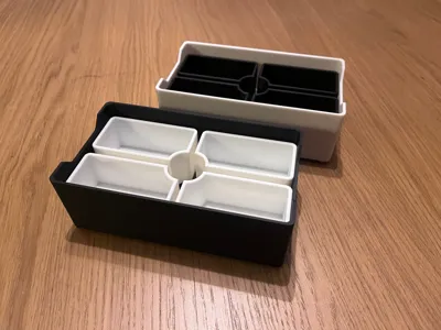 Stackable storage box with inner cases.