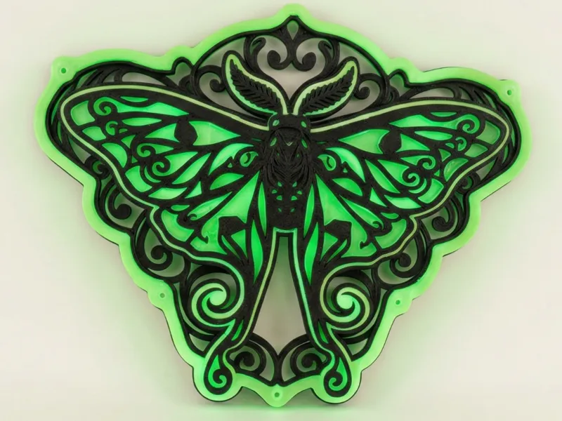 Glow-in-the-Dark Luna Moth Filigree Wall Art