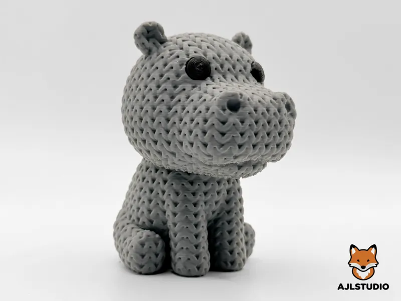 Knitted Hippo — Amigurumi Figure & Keychain