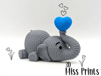 Knitted Elephant Blowing Heart (No2)