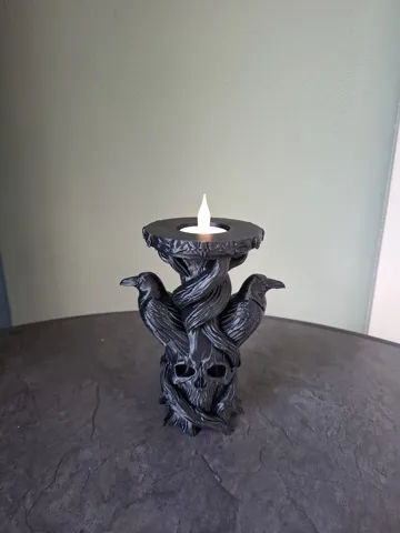 Accesorio de iluminación decorativa: Gothic Raven Skull Candle Holder — vista de referencia 5