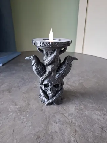 Accesorio de iluminación decorativa: Gothic Raven Skull Candle Holder — vista de referencia 4