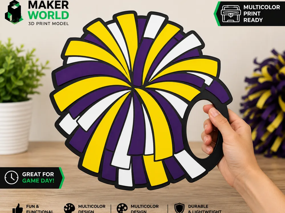 Cheer Pom-Pom Hand Fan - Free 3D Print Model - MakerWorld
