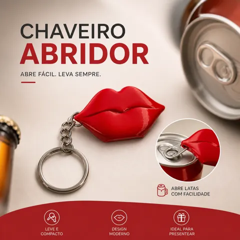 Chaveiro Abridor de Lata - Modelo Beijo view 3