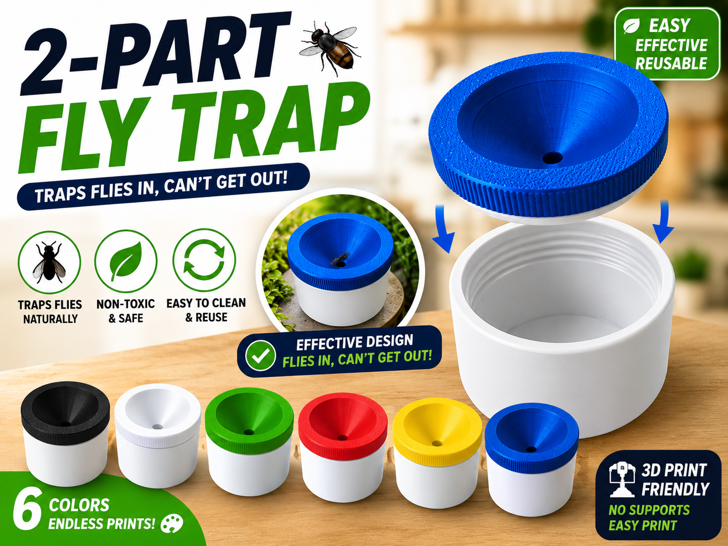 2-Part Reusable Fly Trap