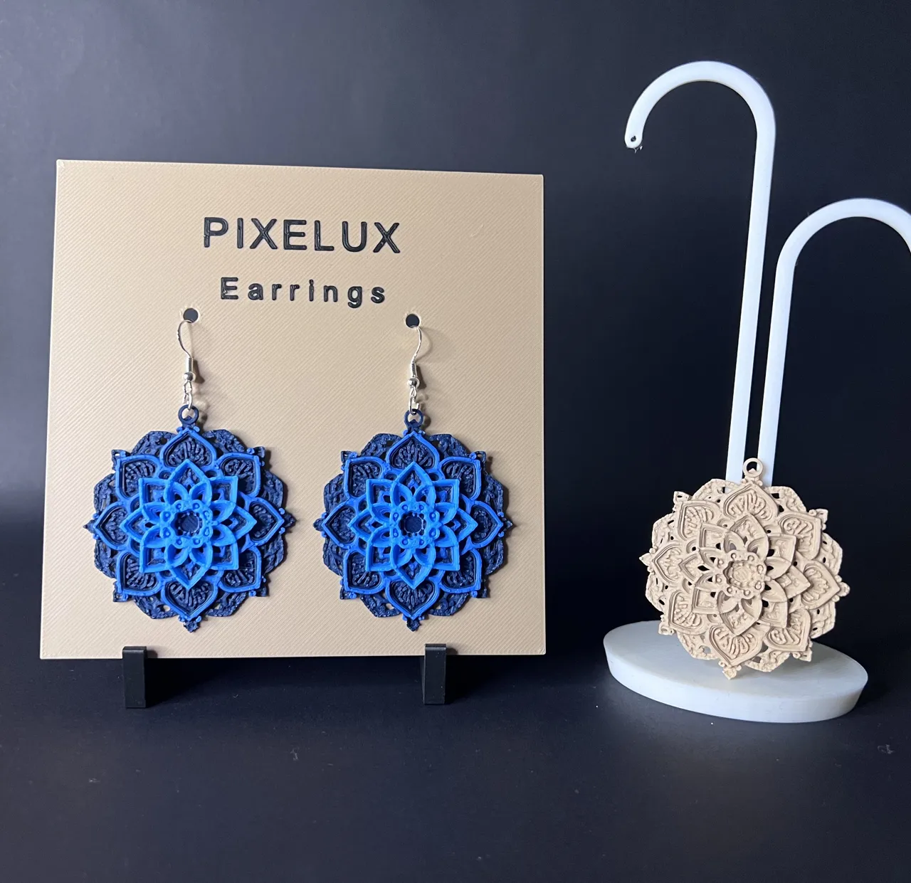 Blue Flower Mandala Drop - Earring/Ornament view 2