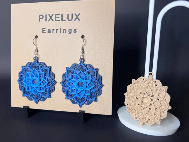 Blue Flower Mandala Drop - Earring/Ornament