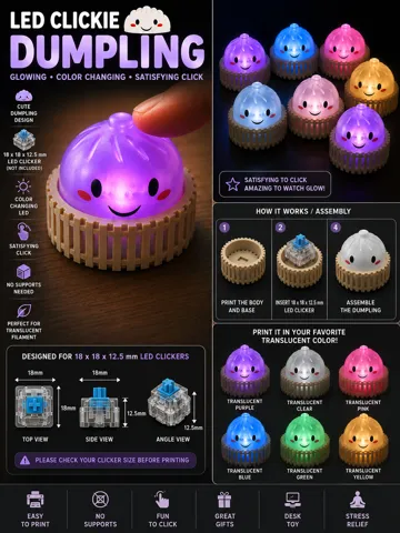Objeto manipulable: LED Clickie Dumpling – Glowing Fidget Toy — vista de referencia 3