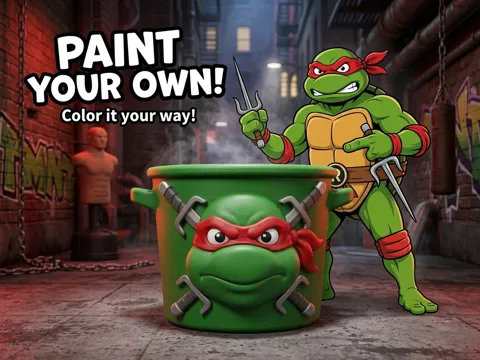 Letrero o emblema decorativo: Raphael – TMNT Paint Your Own Bucket — referencia de MakerWorld