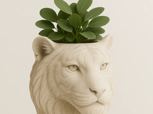 Pot de fleurs tête de tigre
