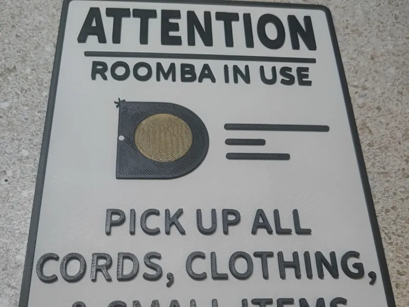 Attention Sign for Roomba Vacuums (Multiple Models