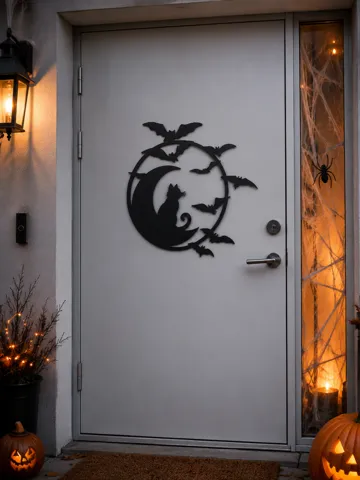 Accesorio para filamento: Halloween Cat & Bat Door Wreath — vista de referencia 2