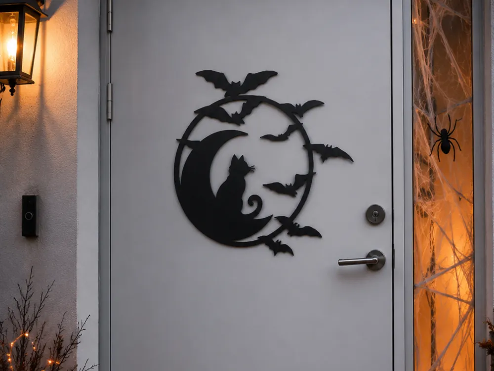Accesorio para filamento: Halloween Cat & Bat Door Wreath. Referencia del modelo original.