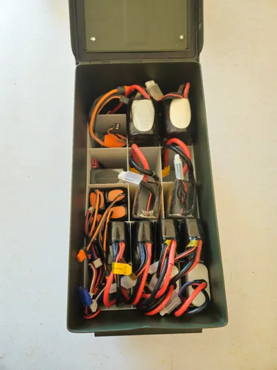 50cal Ammo Can Lipo Battery Organizer