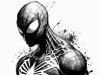 Ripped Spiderman Black and White