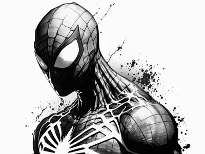 Ripped Spiderman Black and White