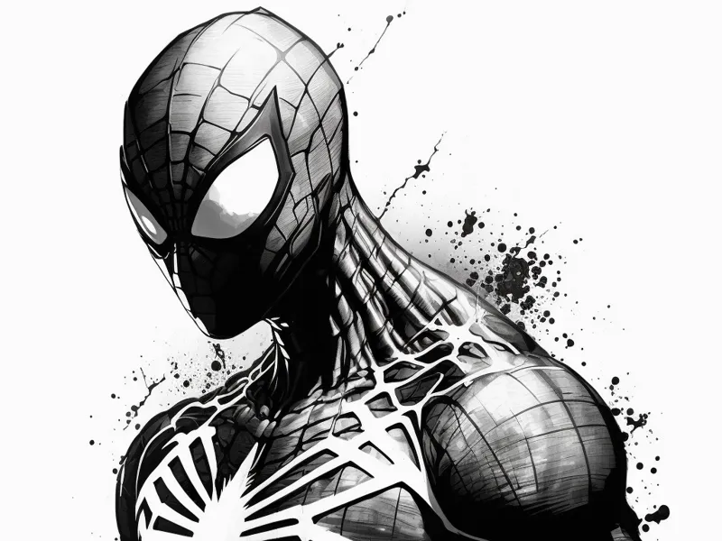Ripped Spiderman Black and White