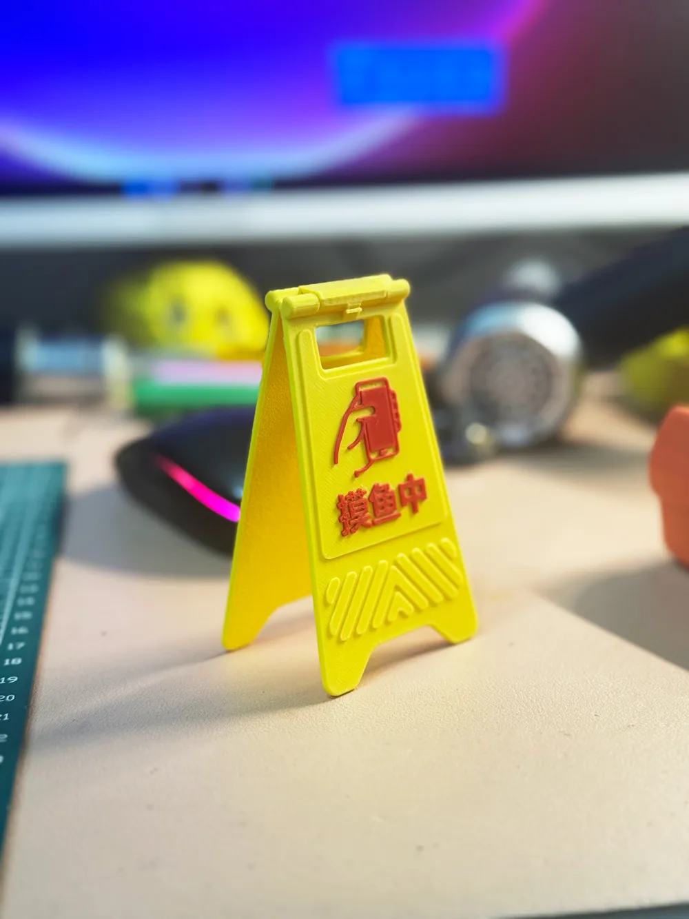 Desk Ornament Slacking Off At Work Construction Warning Display Sign ...