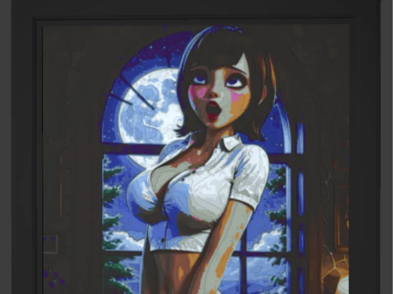 Litofania3D – Ragazza in stile anime sotto la luna