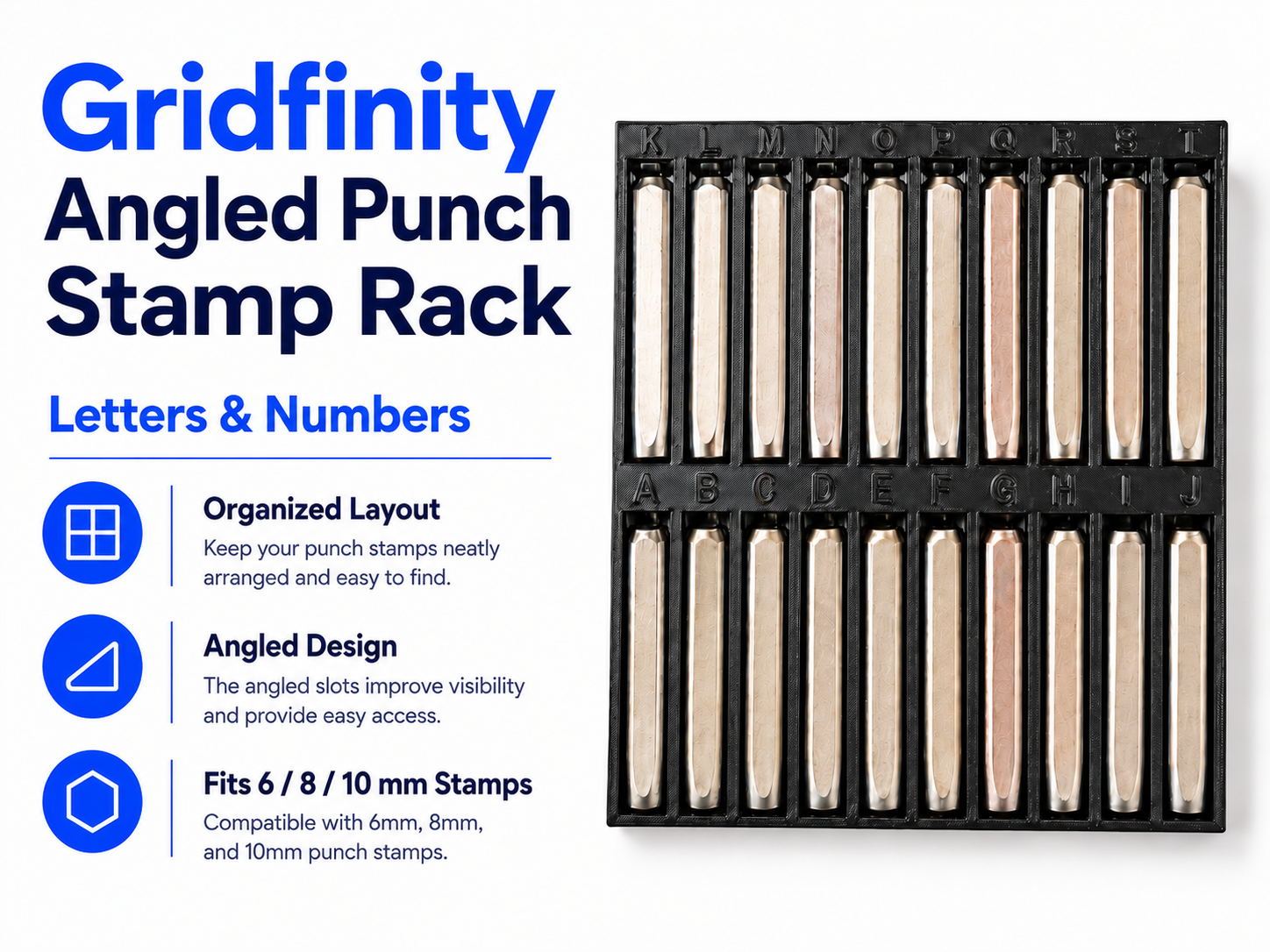 Gridfinity Angled Punch Stamp Rack