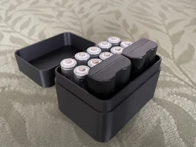 Box, organizer for AA batteries and Nikon EN-EL15