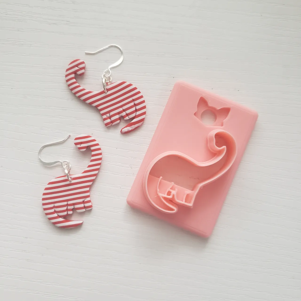Brachiosaurus Dinosaur Polymer Clay Earring Cutter view 4