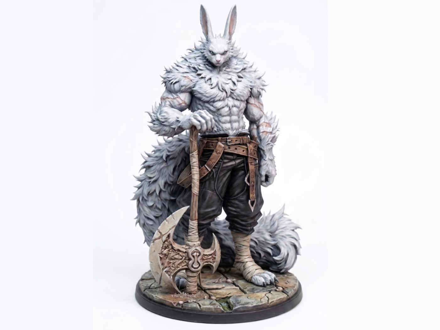 Leporidion/Harengon Barbarian D&D Miniature (45mm)