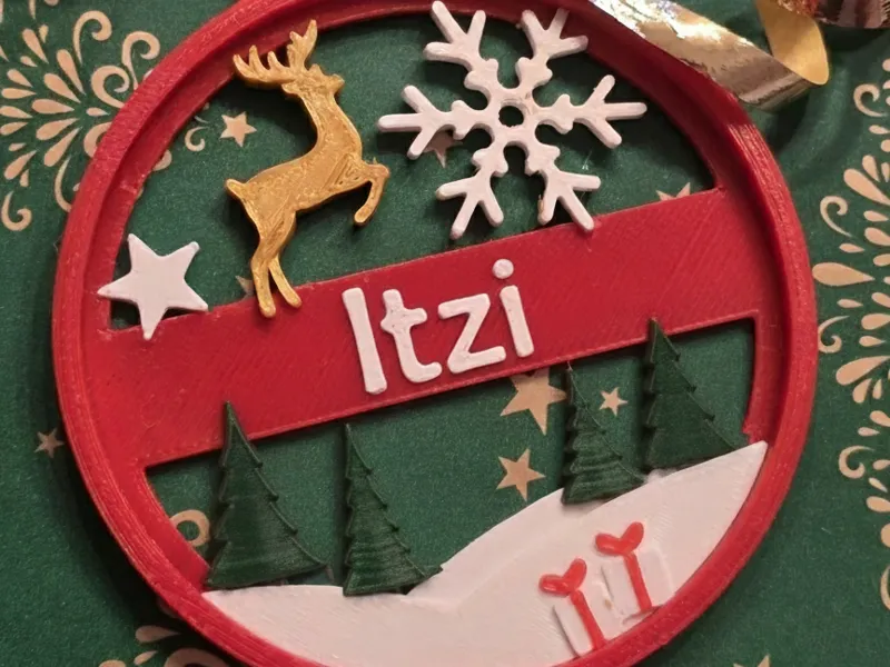 Customizable Christmas Ornament Reindeer & Forest