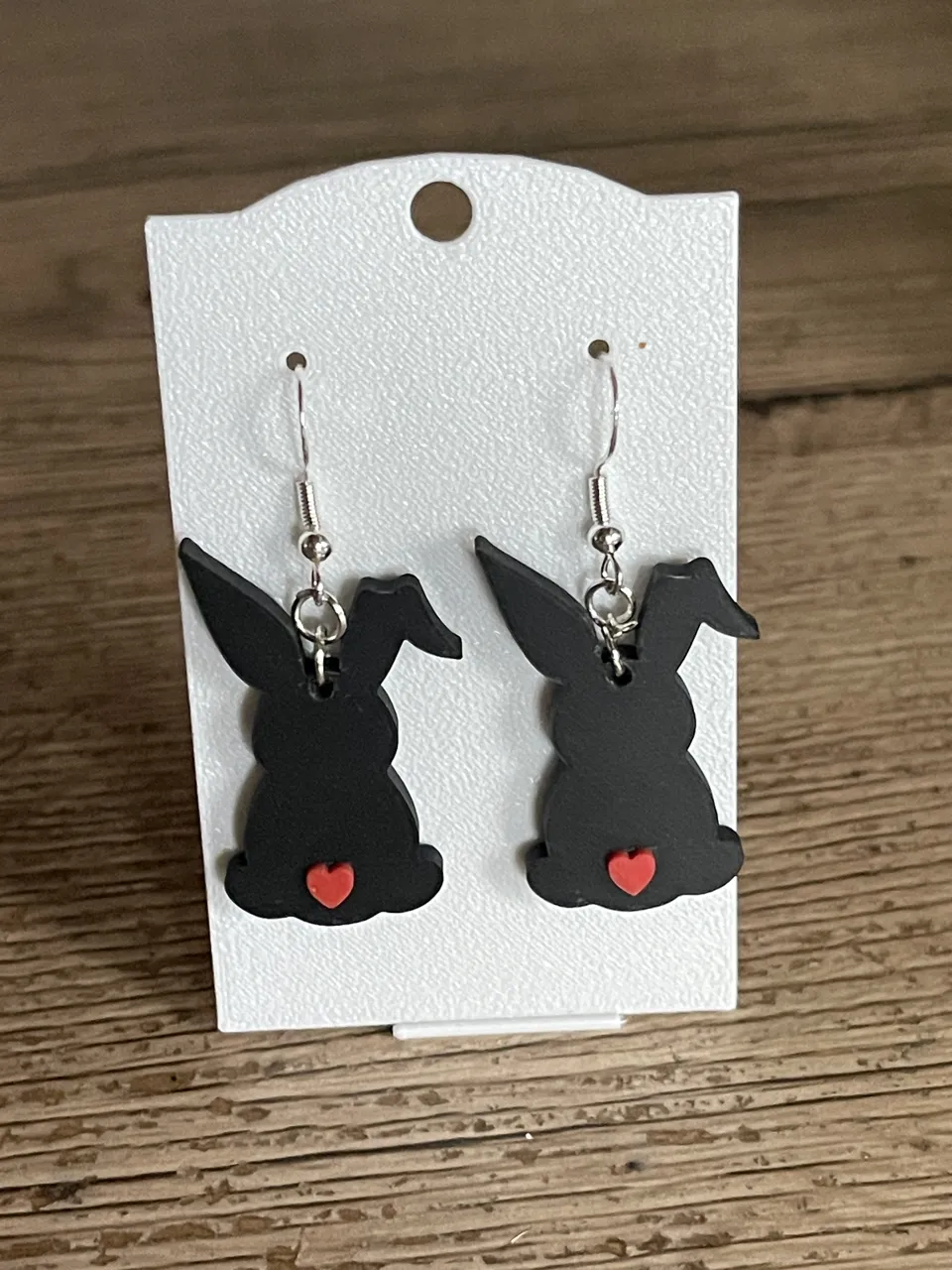 Earrings bunny with heart view 2