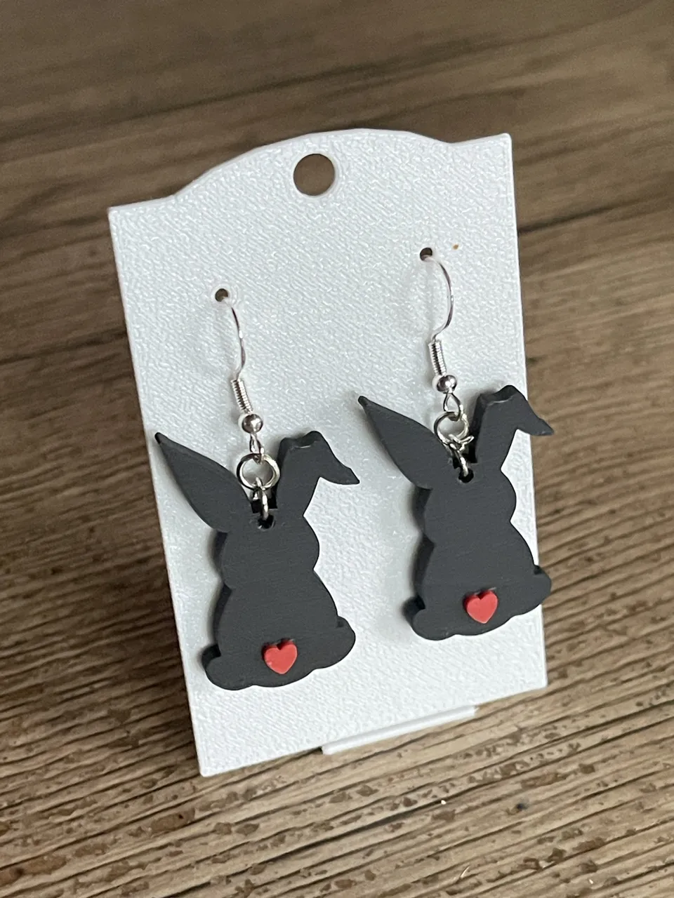 Earrings bunny with heart view 3