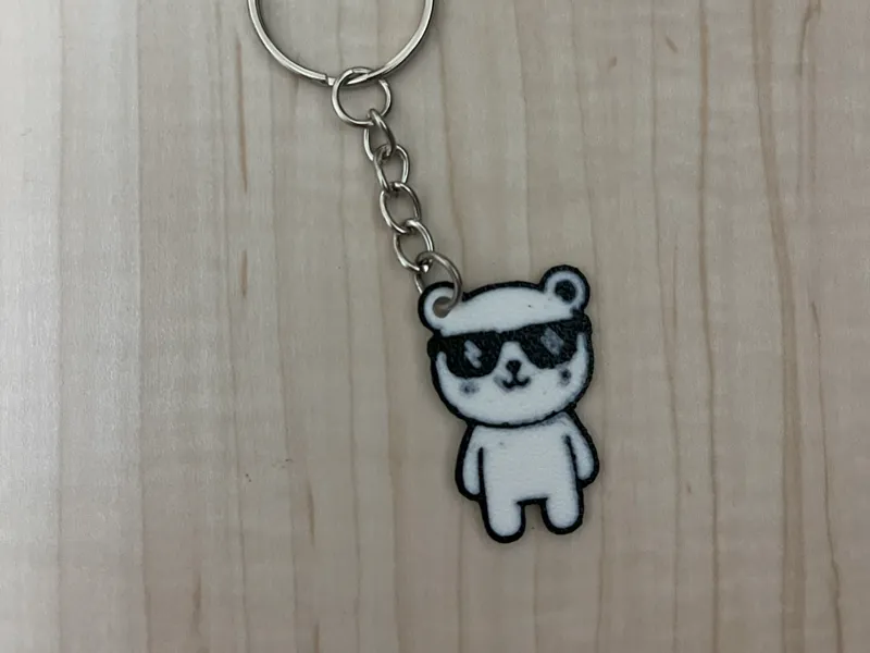 Bear Keychain with Black Sunglasses