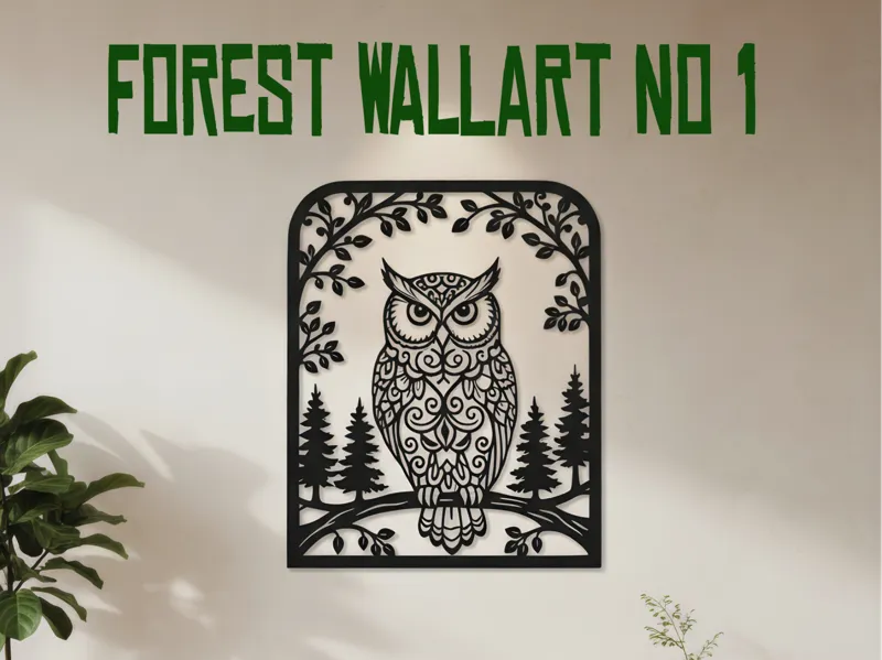 Wald Wandkunst Eule fastprint