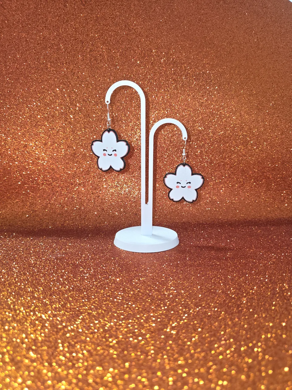 Sakura cartoon earrings view 3