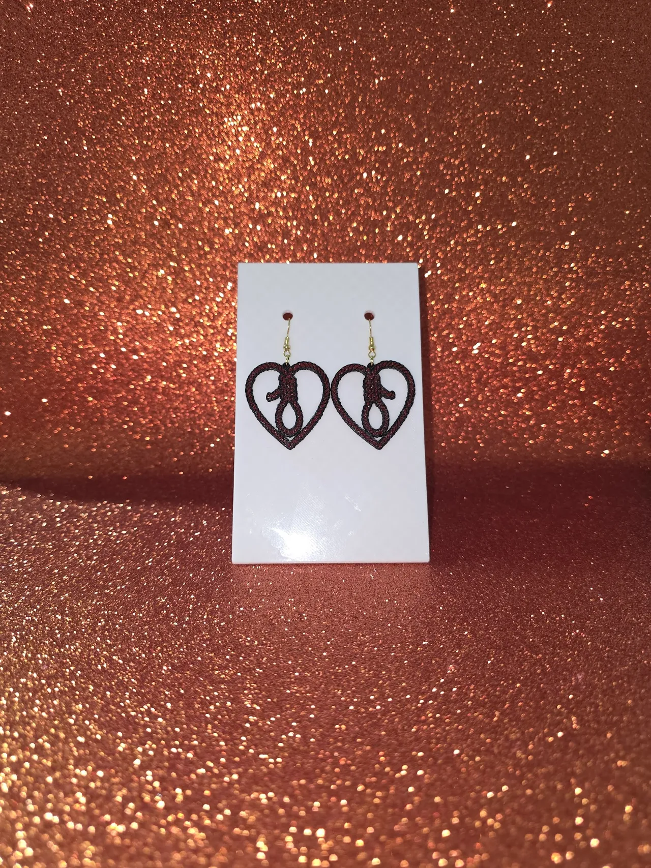 Noose in the heart earrings view 2