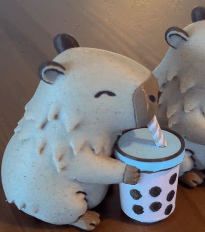 Cute Capybara Drinking Bubble Tea