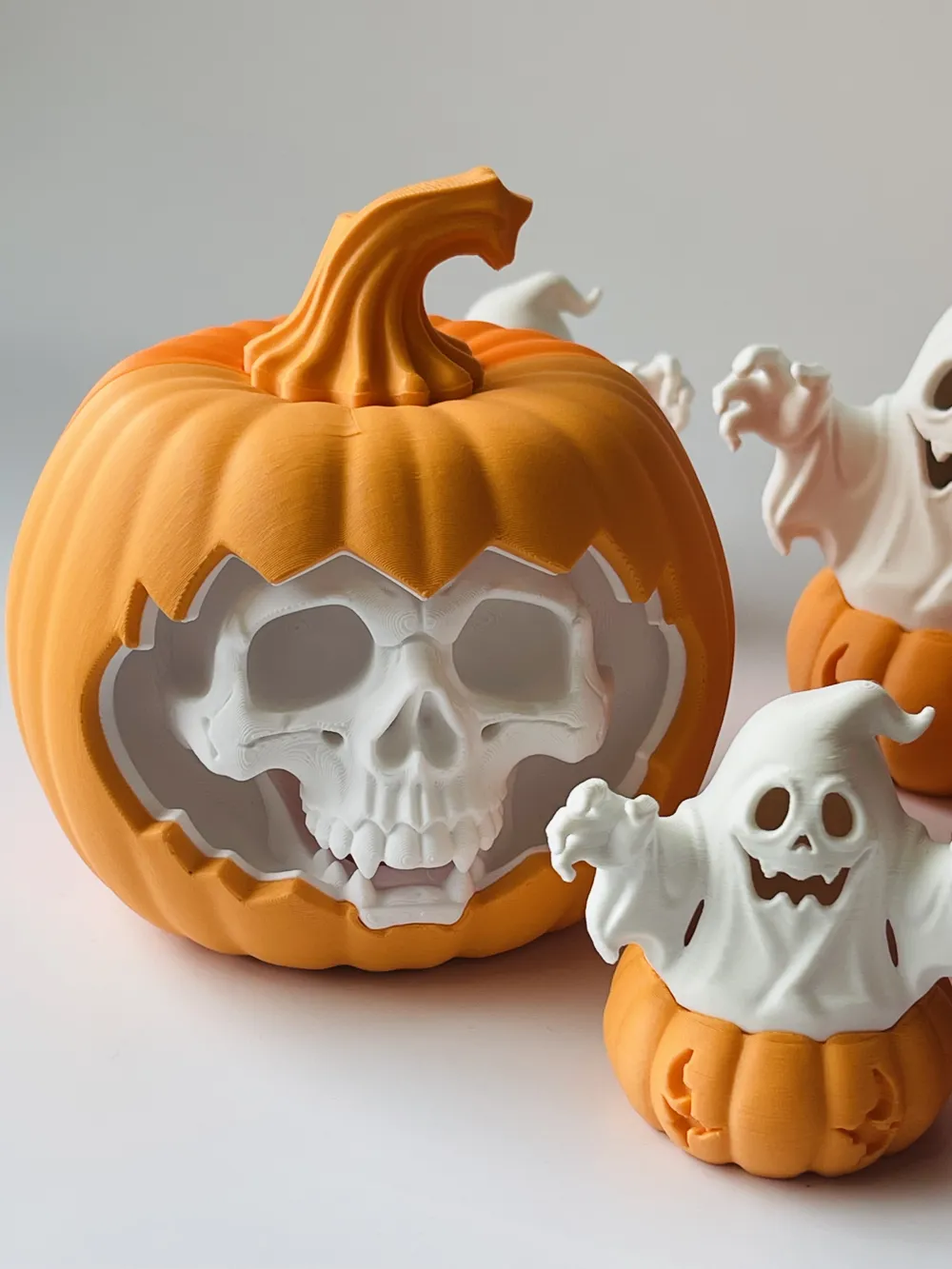 超酷的多用途万圣节道具-骷髅头南瓜，多色打印-No AMS，完美高细节- 免费3D 打印模型- MakerWorld, image size:1000x1333