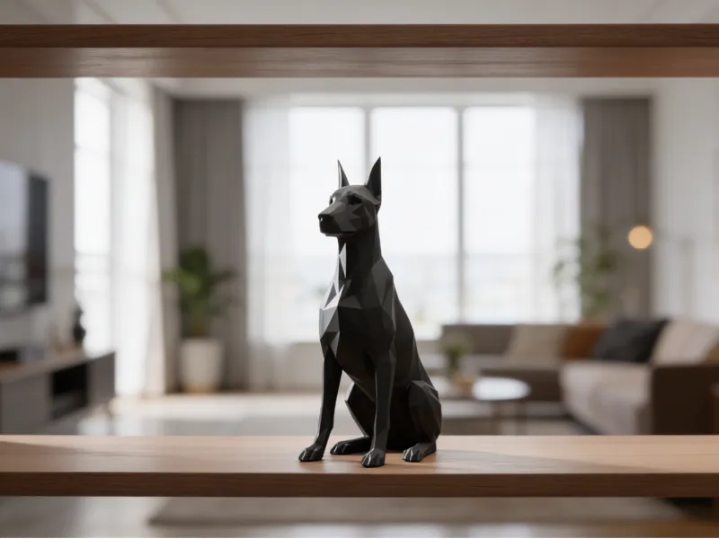 statua decorativa Dobermann Low-Poly Seduto 15 cm