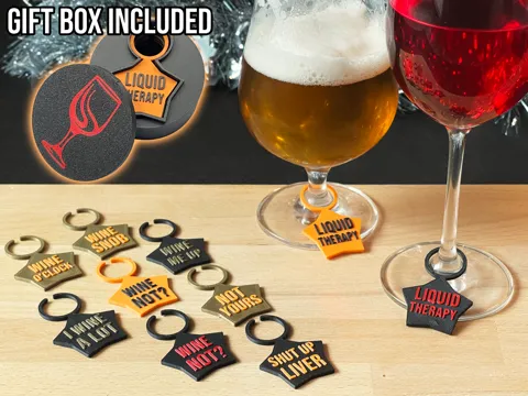 8 Drinking Glass Tags/Decorations