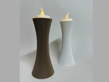 Ribbed Hourglass Tea Light LED Holder