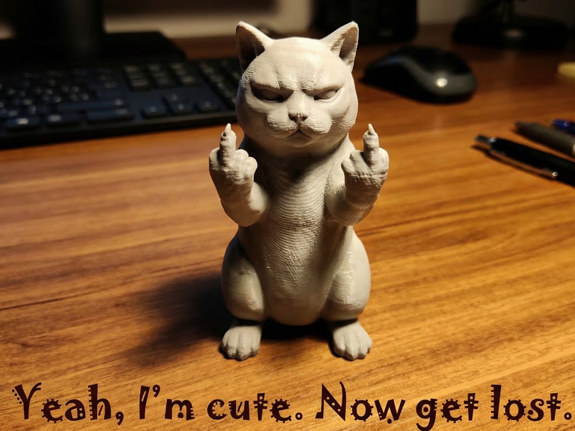 The "Charming" Scowling Cat Statuette