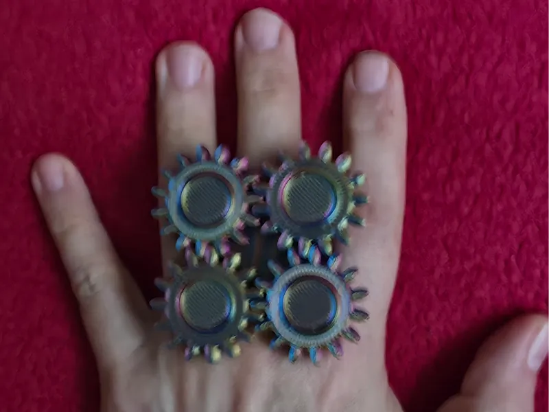 Print In Place Quad Cog Steampunk Fidget Spin Ring