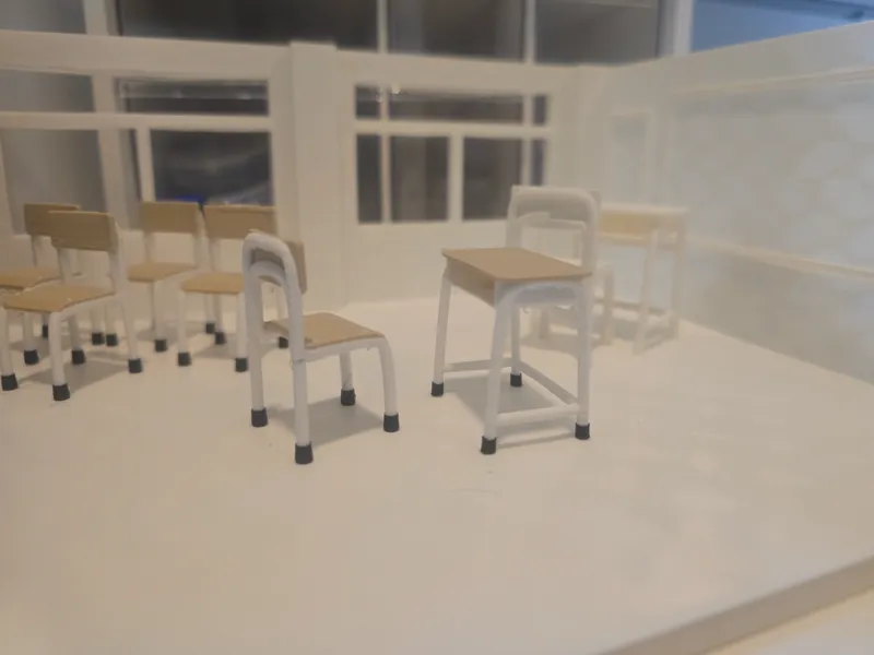 簡単な教室&学校の机&学校の椅子