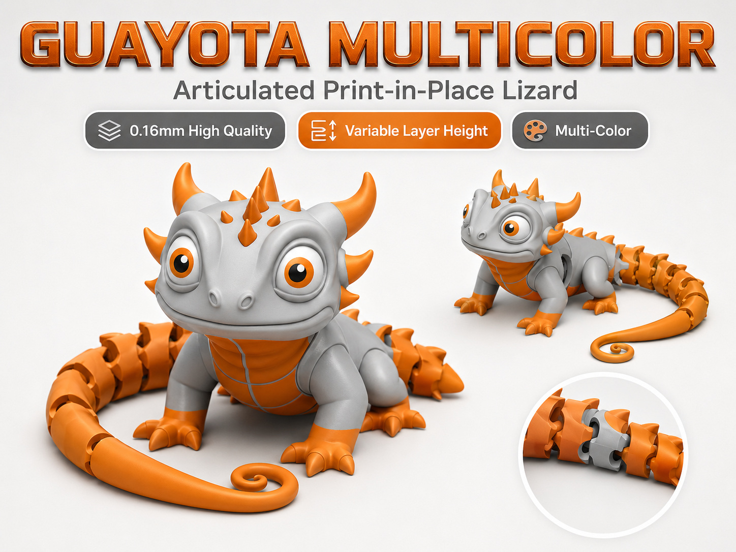Guayota Multicolor FLEXI  Print-in-Place Lizard