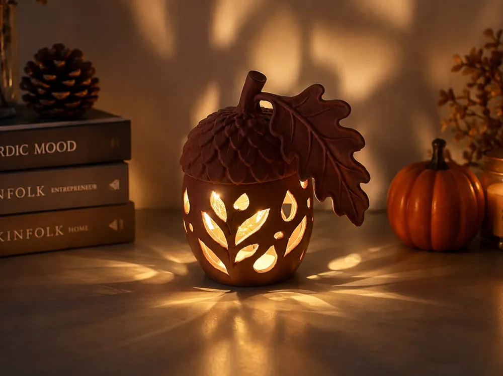 Accesorio de iluminación decorativa: Acorn Lantern with Oak Leaf – Autumn LED. Referencia del modelo original.