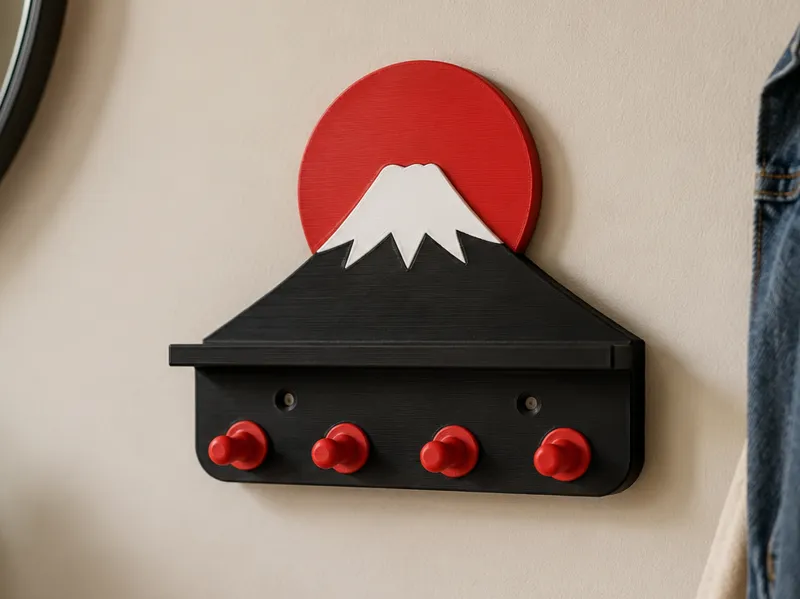 Mt Fuji Wall Shelf & Key Holder