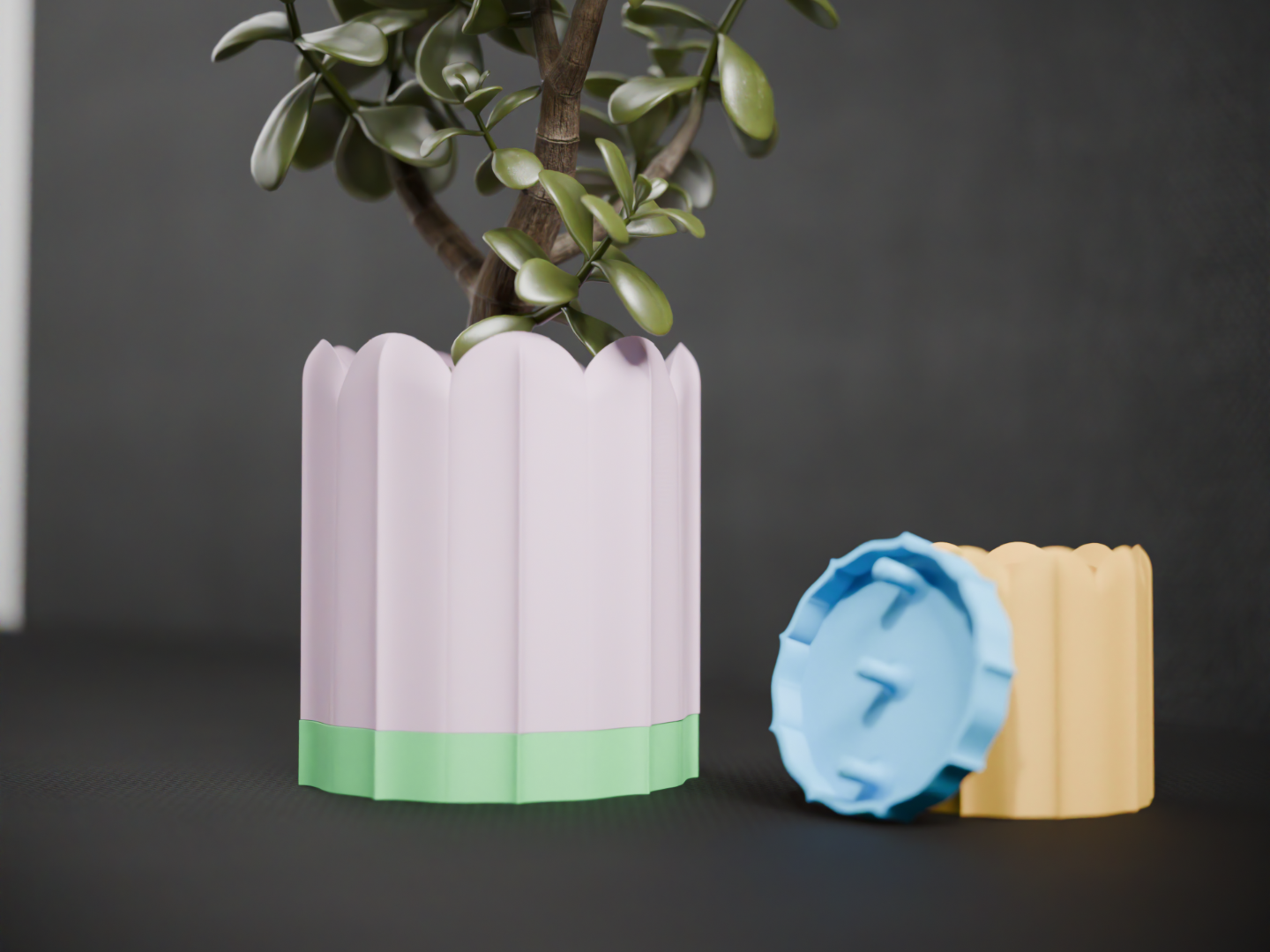 Ridged Two Part Planter With Drip Tray. 