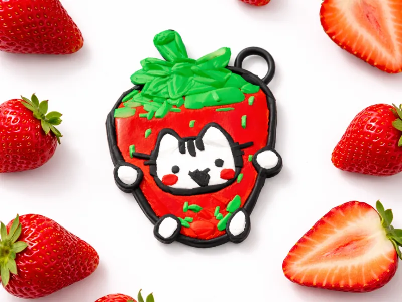 strawberry cat keychain cute 