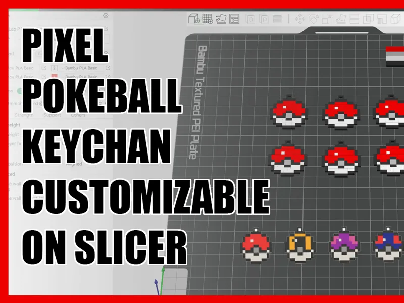 Pixel Pokeball Keychain - Customizable