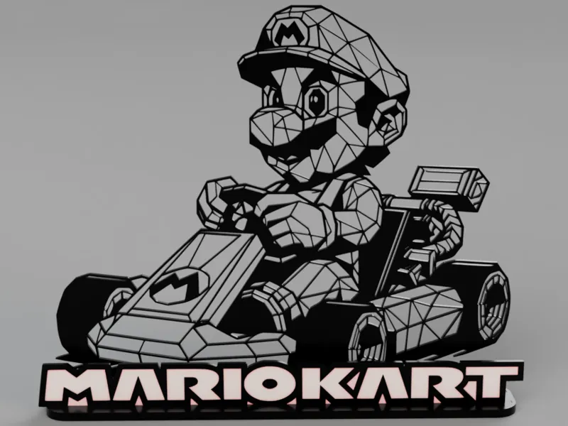 Low poly Super Mario from MK with stand